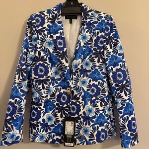 NWT Escada Brikenanton Blue & White Floral Blazer – Size 38 (~8)